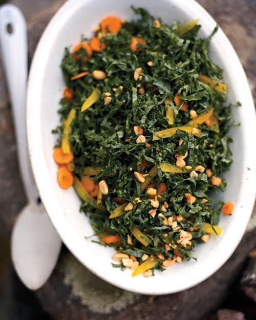 Kale slaw with peanut dressing