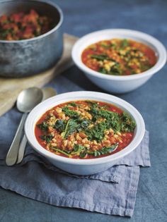 Kale, spelt and chorizo big soup
