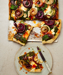 Kale, taleggio and hot honey pizza