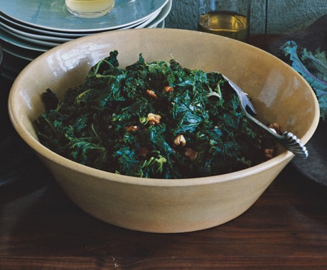 Kale with panfried walnuts