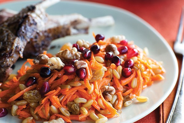 Kamut salad with carrots and pomegranate