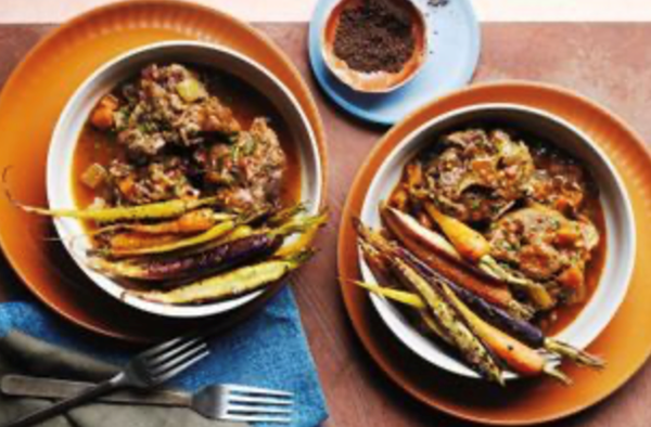 Kangaroo tail stew with pepperberry roasted heirloom carrots