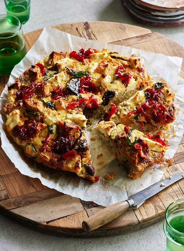 Kasha, roasted vege and ricotta tart