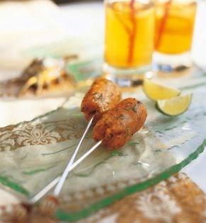 Kashmiri shrimp kebabs with ginger and coriander
