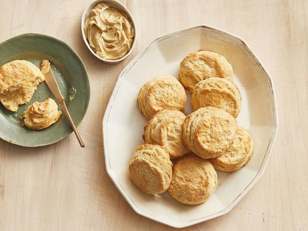 Katie Lee’s big batch of Grandma’s biscuits with molasses butter