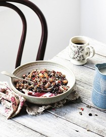 Katie's granola with blueberry compote and yoghurt