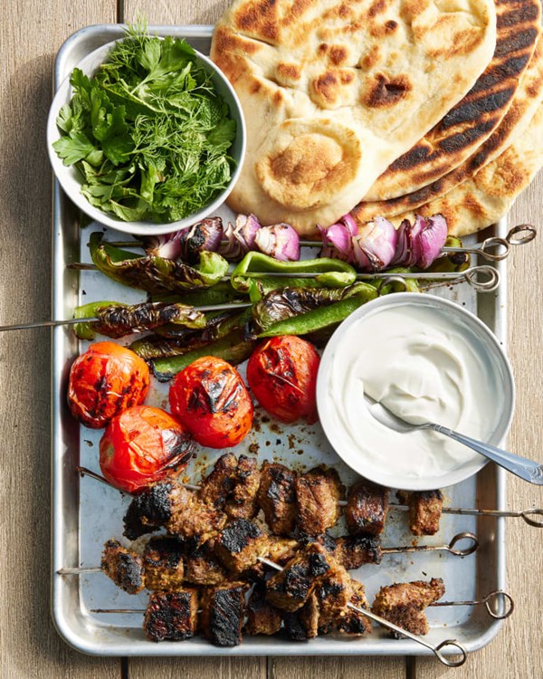Kebabs marinated in pomegranate and herbs (Kabab torsh)