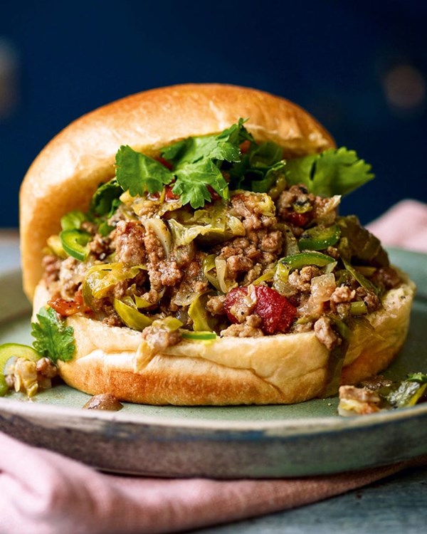 Keema pav with shredded Brussels sprouts 