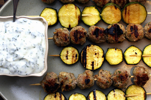 Kefta and zucchini kebabs