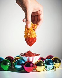 Kentucky-fried turkey tenders with cranberry hot sauce