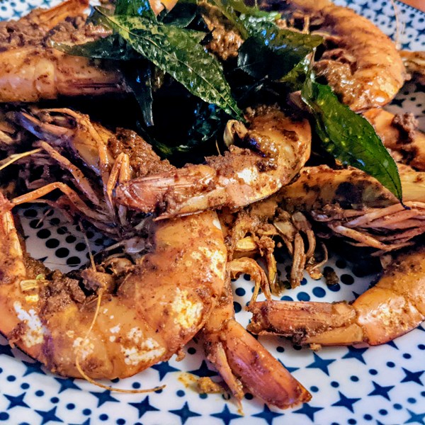 Kerala street cart prawns (Thattukada chemmeen)