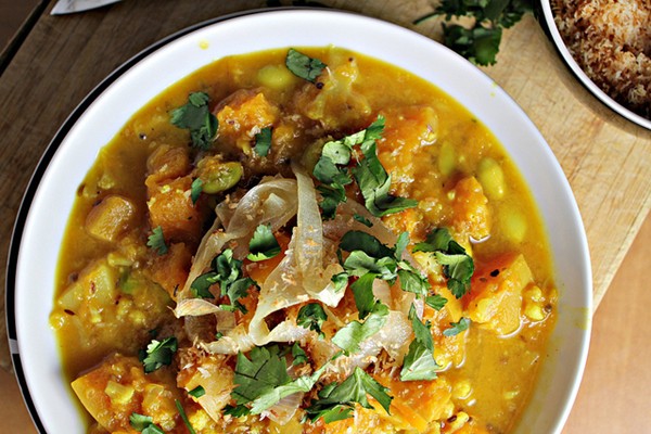 Kerala-style edamame curry