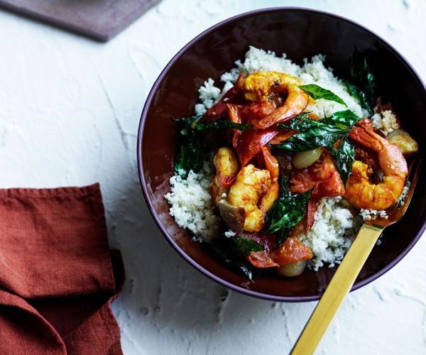 Kerala-style prawns with cauliflower rice
