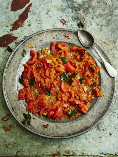 Keralan tomato salad with curry leaves