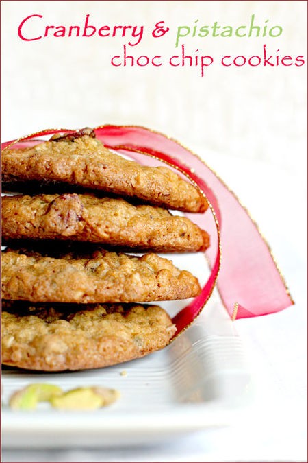 Kevin's cranberry, pistachio & choc chip oatmeal cookies