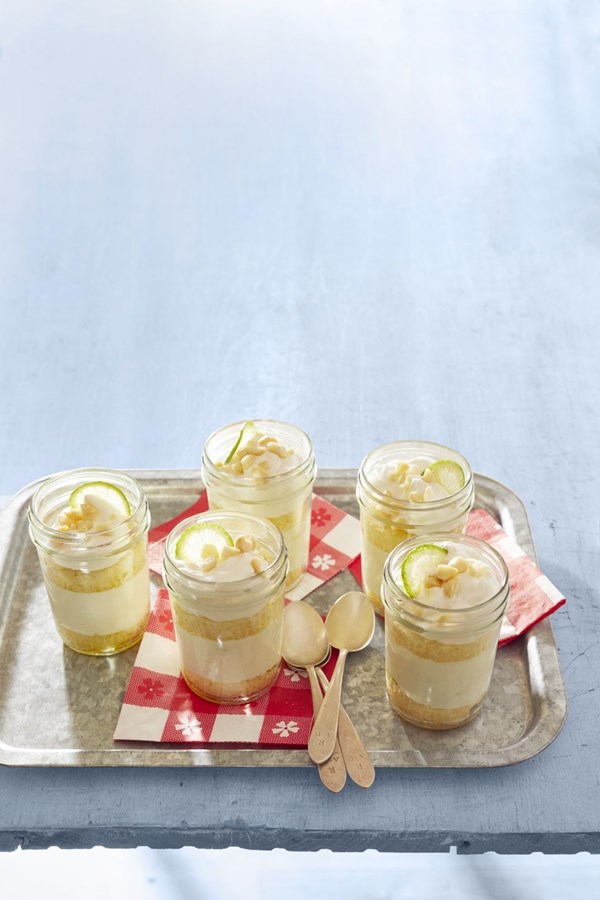 Key lime cakes in a jar