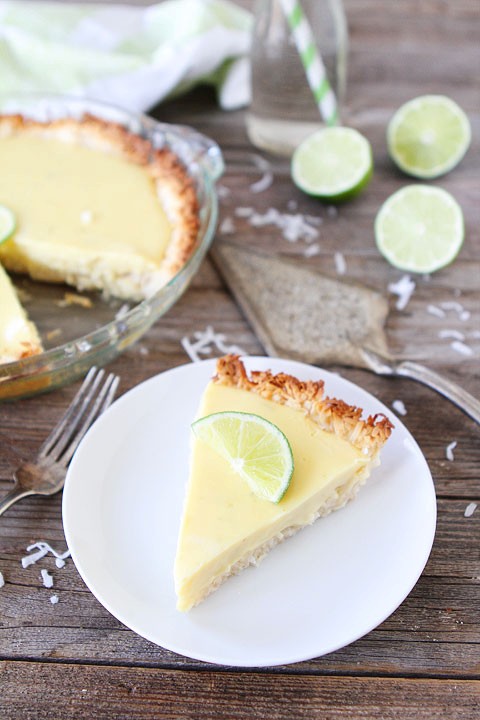 Key lime pie with coconut macaroon crust