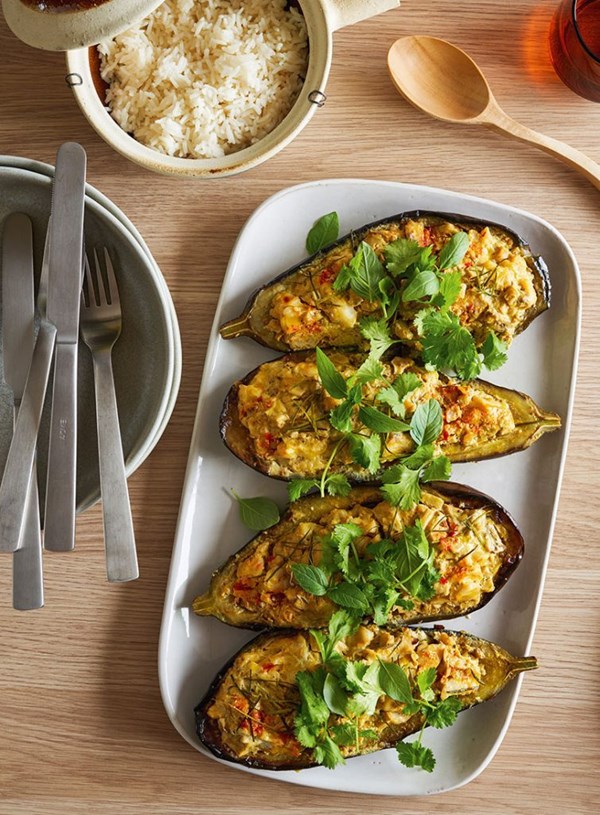 Khmer steamed eggplant and fish