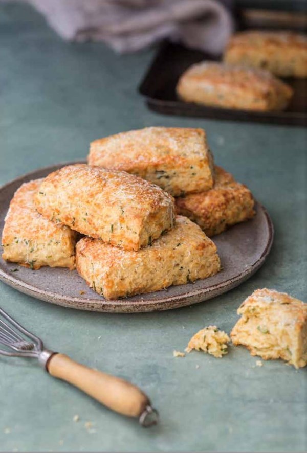 Khorasan, cheddar and chive scones