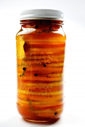 Kicked-up pickled tomatoes