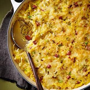 Kielbasa & Swiss spaghetti squash casserole
