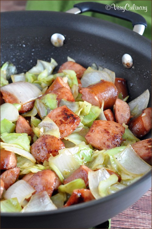 Kielbasa and cabbage skillet