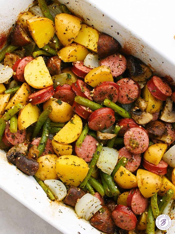 Kielbasa and veggie casserole