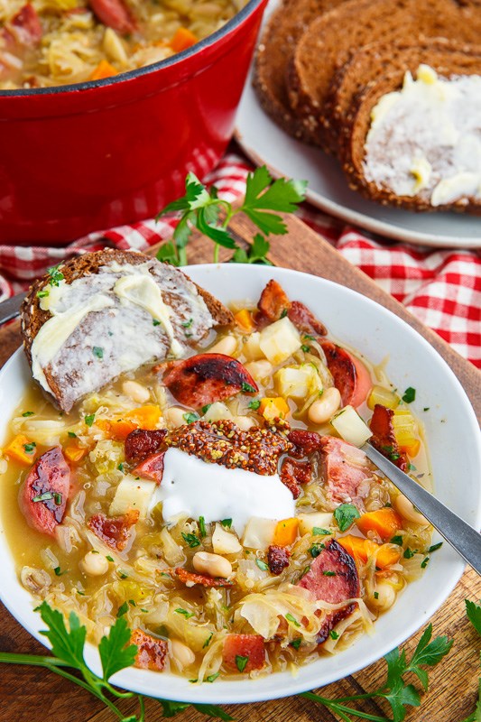 Kielbasa sauerkraut soup