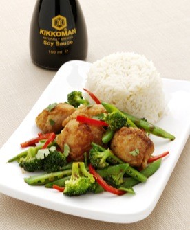 Kikkoman & wasabi spiced scallops
