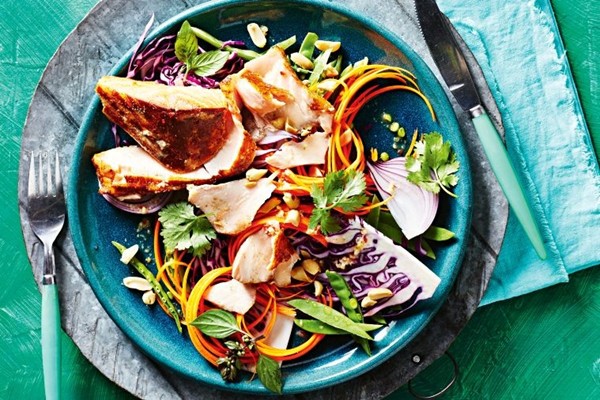 Killer hot-smoked salmon slaw