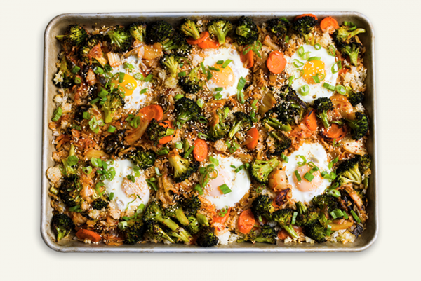 Kimchi and broccoli oven-fried rice