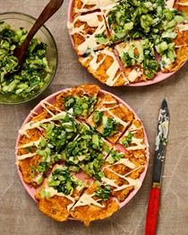 Kimchi and cheddar okonomiyaki