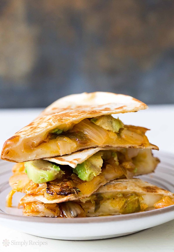 Kimchi avocado quesadilla
