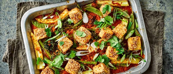 Kimchi-baked tofu