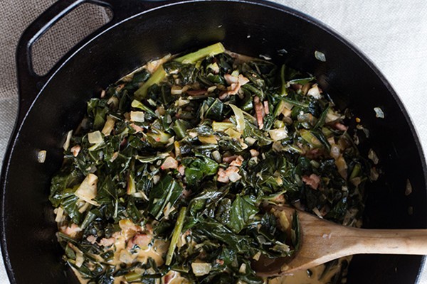 Kimchi creamed collard greens