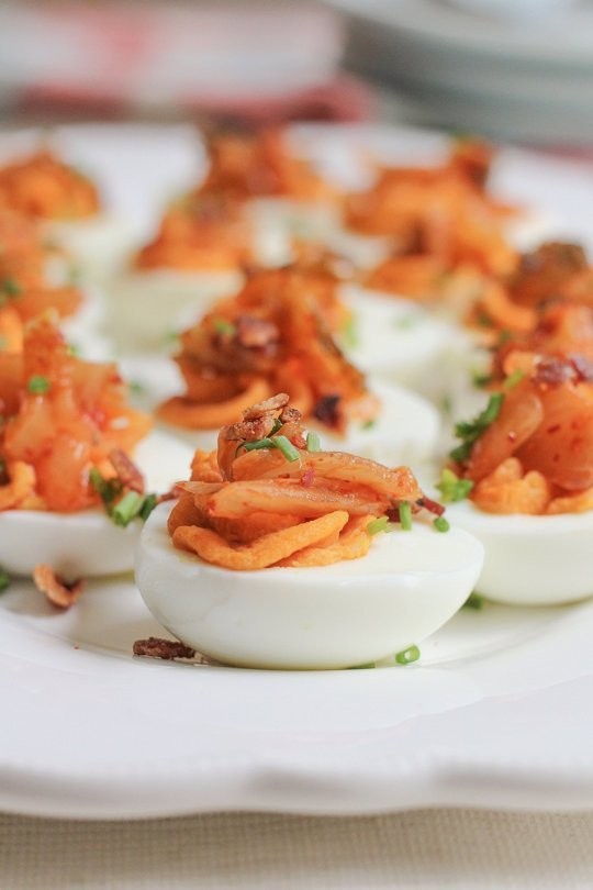 Kimchi deviled eggs