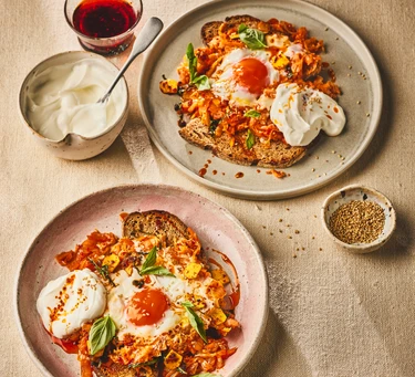 Kimchi fried eggs