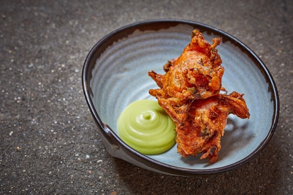 Kimchi fritters with sprunion top mayo