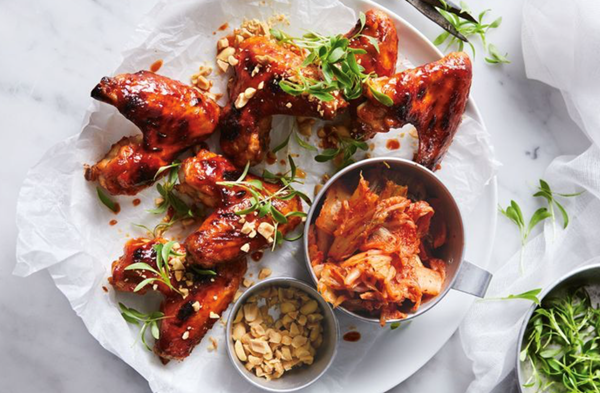 Kimchi glazed chicken wings