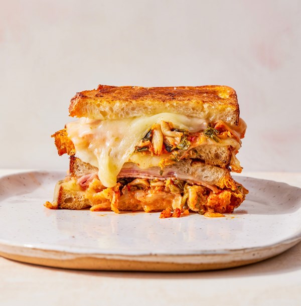 Kimchi grilled cheese with ham
