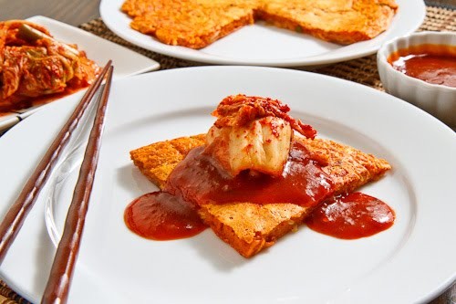 Kimchi pancake or pizza (Kimchi pajeon)
