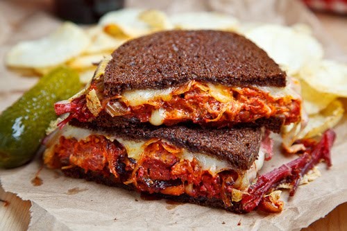 Kimchi reuben sandwich