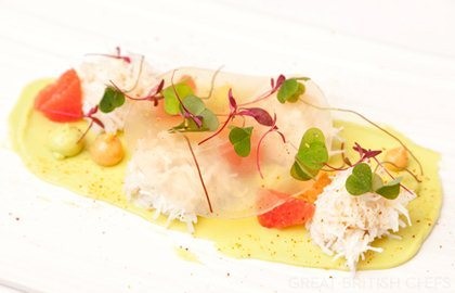 King crab, avocado, pink grapefruit, wood sorrel