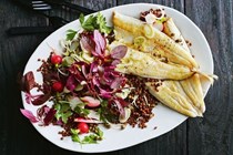 King George whiting with lentil & caper salad