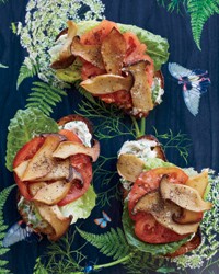 King oyster mushroom "BLT" with basil mayonnaise