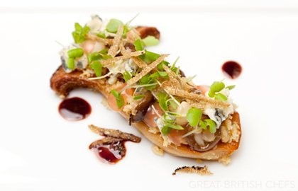 King oyster mushroom, blue cheese, cherry vinegar, chocolate, truffle