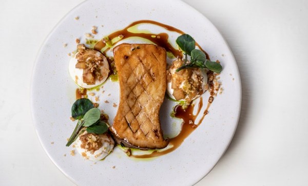 King oyster mushroom with pickled artichoke and truffled goat’s curd