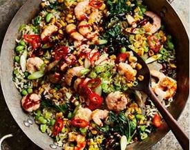 King prawn & edamame crispy rice