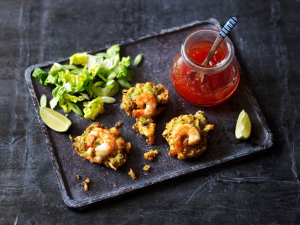 King prawn fritters with sweet chilli jam