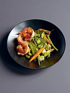 King prawns and spring vegetables